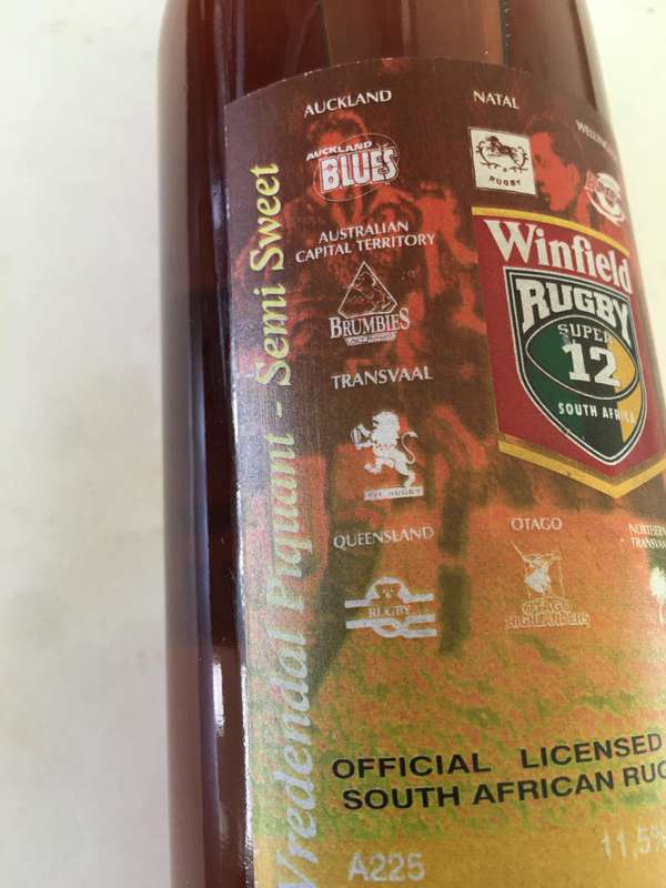 COLLECTORS - WINFIELD RUGBY SUPER 12  BOTTLE OF WINE SEALED
