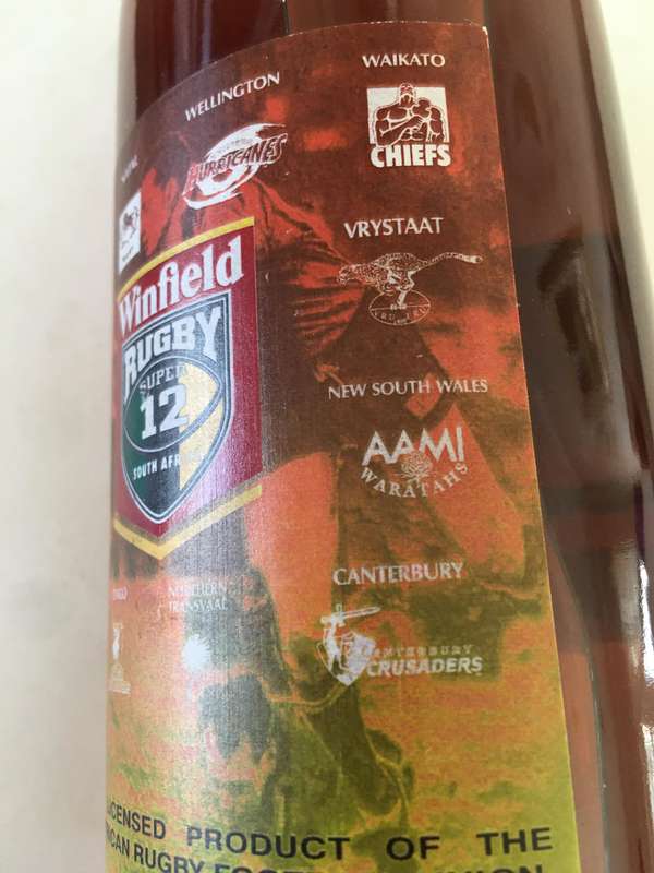 COLLECTORS - WINFIELD RUGBY SUPER 12  BOTTLE OF WINE SEALED