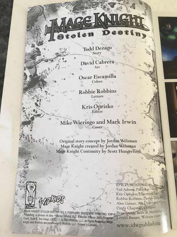 IDW COMICS - MAGE KNIGHT - STOLEN DESTINY  AS NEW - NO. 5 - 2003