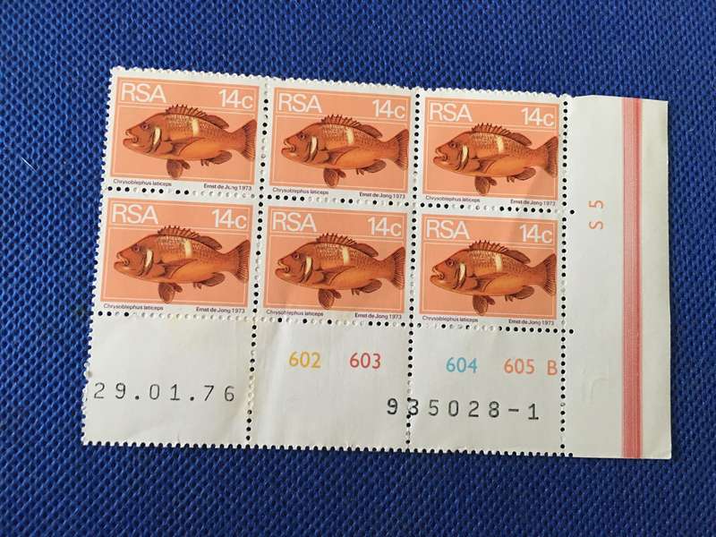 SOUTH AFRICA MINT BLOCK OF 6 STAMPS 1976 14c STAMPS