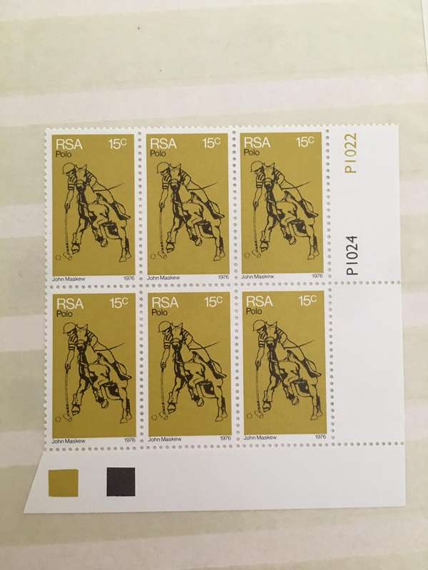 SOUTH AFRICA MINT BLOCK OF 15c polo stamps