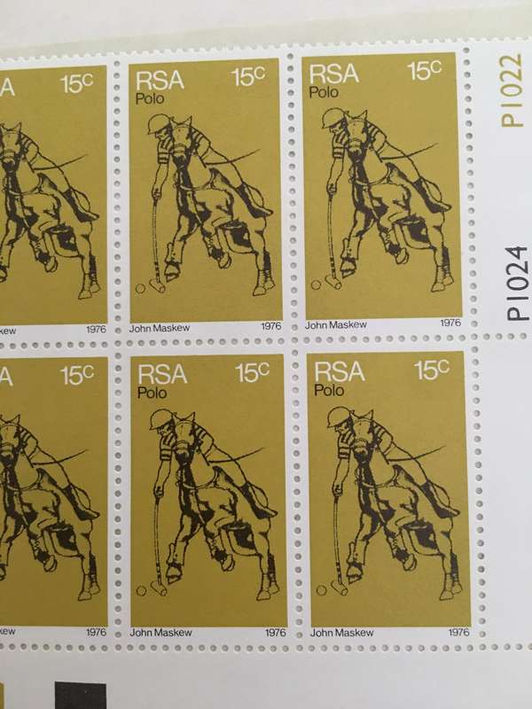 SOUTH AFRICA MINT BLOCK OF 15c polo stamps