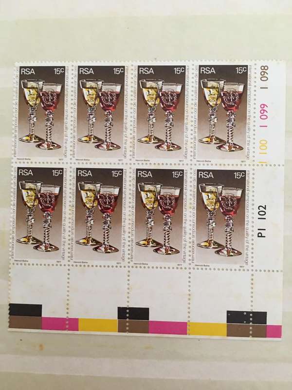SOUTH AFRICA 15c WINE GLASS  MINT BLOCK OF STAMPS