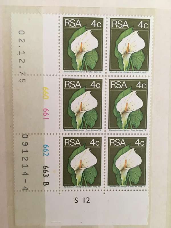 SOUTH AFRICA 4c  LILY MINT BLOCK OF STAMPS