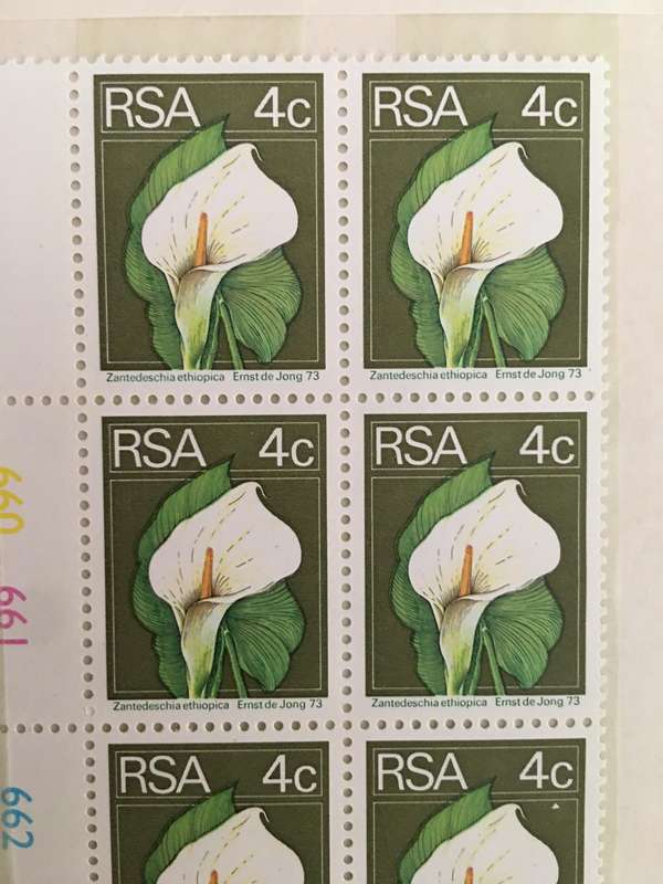 SOUTH AFRICA 4c  LILY MINT BLOCK OF STAMPS