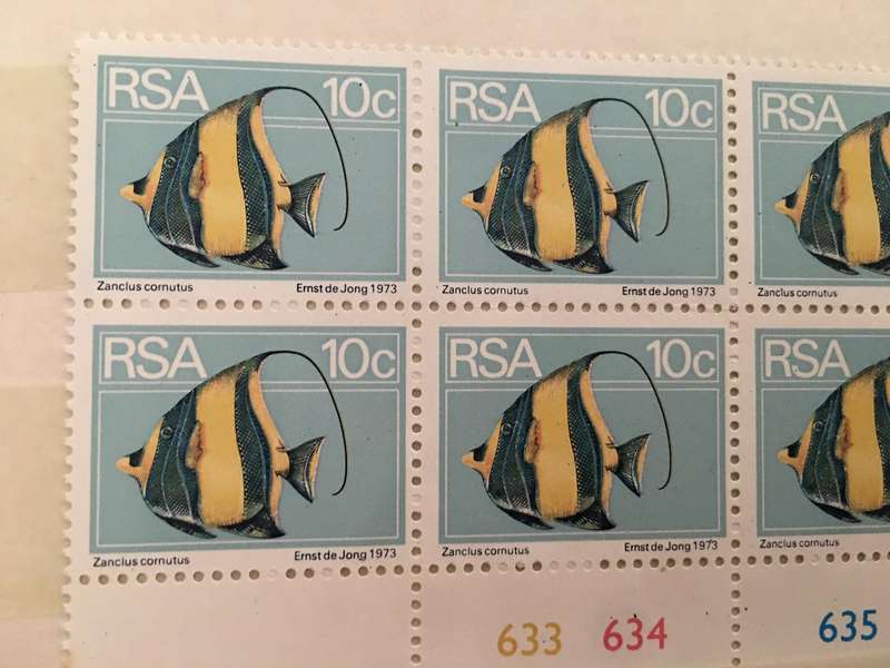 SOUTH AFRICA BLOCK OF MINT FISH 10c STAMPS