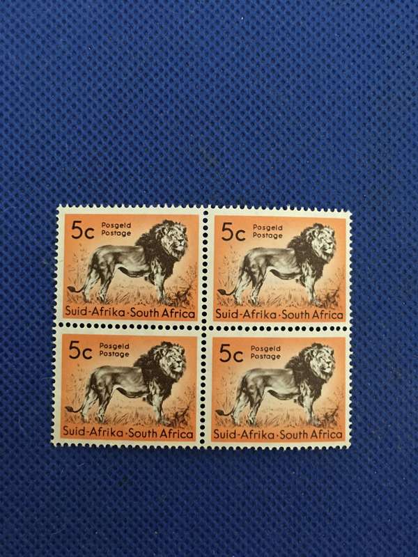 SOUTH AFRICA MINT BLOCK OF LION STAMPS