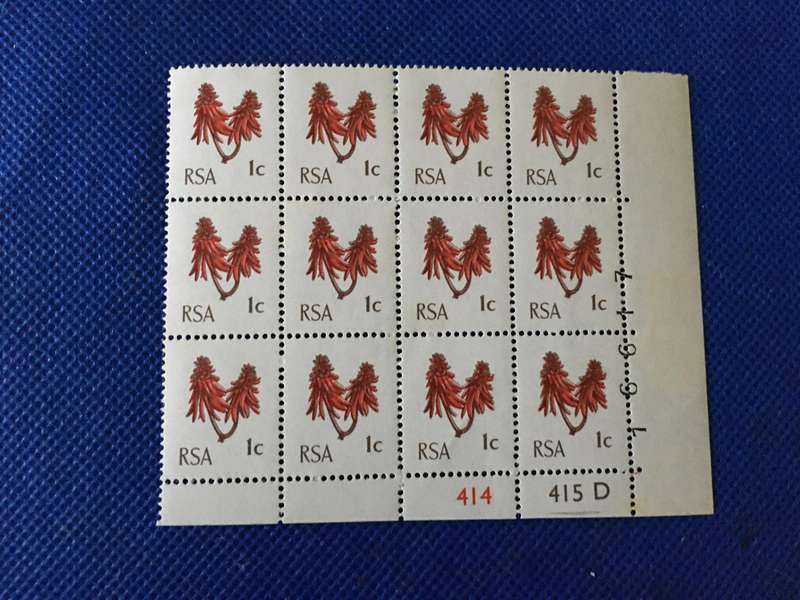 SOUTH AFRICA 1c CORAL  TREE  MINT BLOCK STAMPS