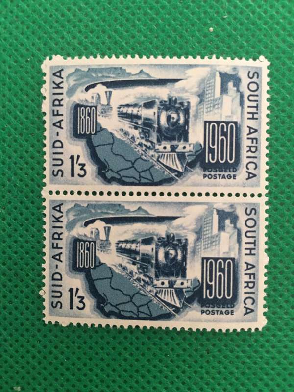 SOUTH AFRICA MINT PAIR  OF CENTENARY OF RAILWAYS 1960