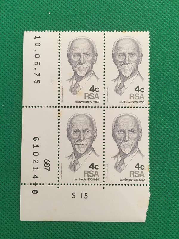 SOUTH AFRICA MINT BLOCK OF JAN SMUTS  STAMPS
