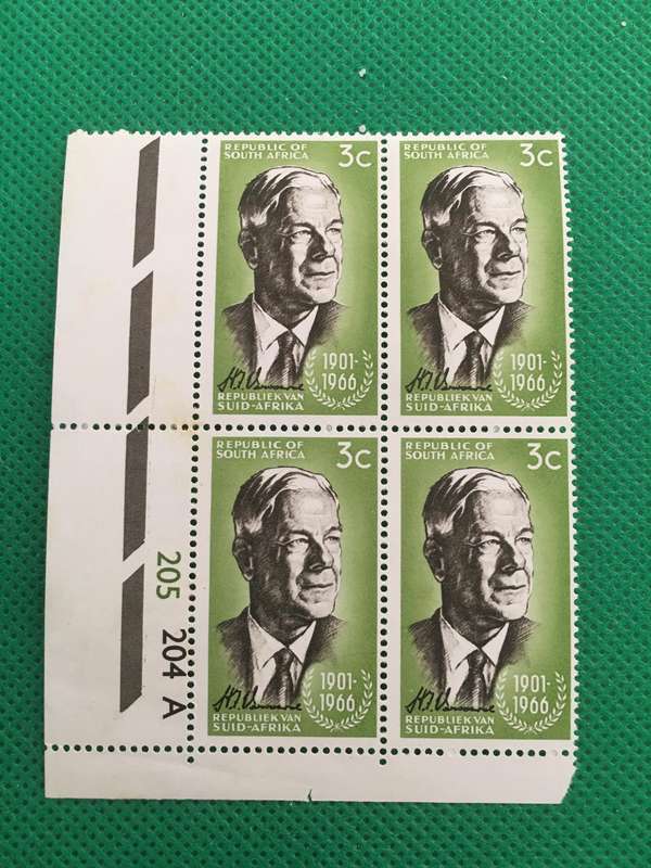 SOUTH AFRICA MINT BLOCK OF VERWOERD STAMPS