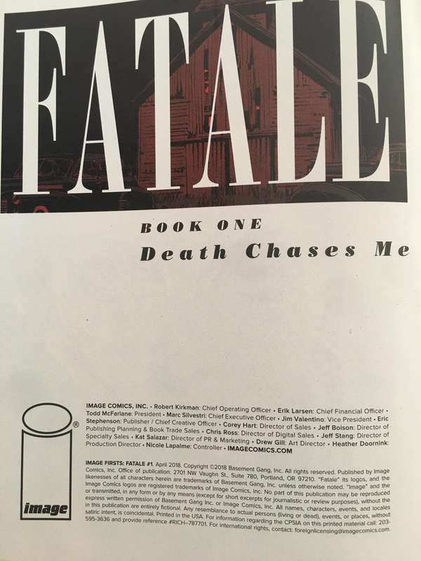 IMAGE COMICS - FATALE - NO. 1  - 2018