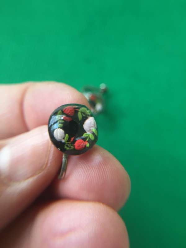 VINTAGE RARE GLASS DOME EARRINGS IETHER FRENCH OR ITALIAN