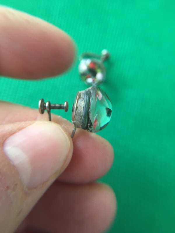 VINTAGE RARE GLASS DOME EARRINGS IETHER FRENCH OR ITALIAN