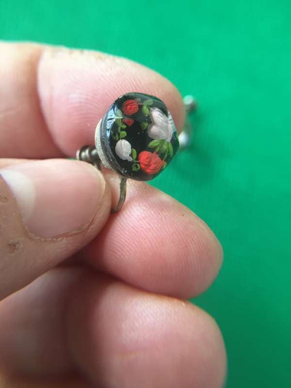 VINTAGE RARE GLASS DOME EARRINGS IETHER FRENCH OR ITALIAN