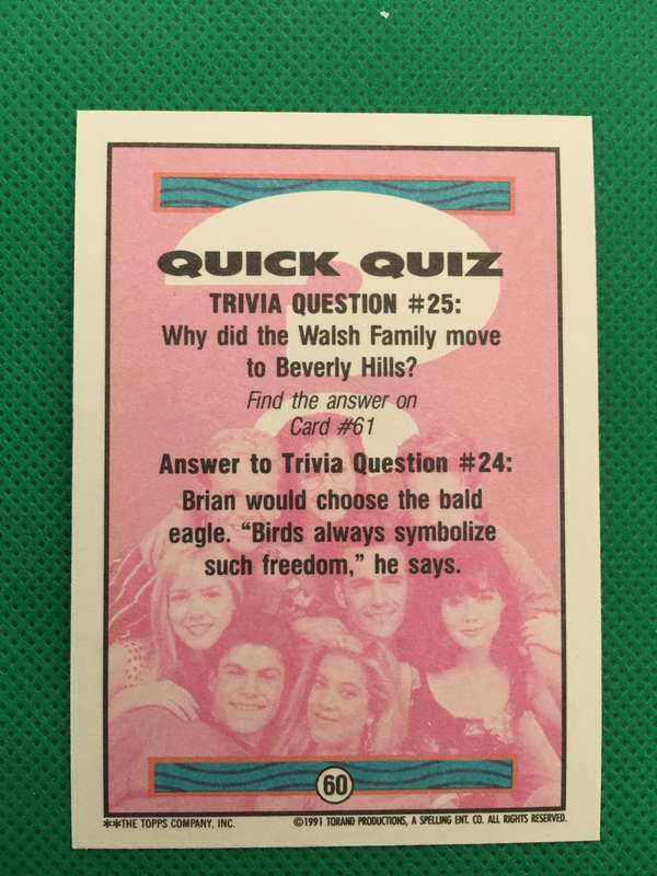 BEVERLY HILLS 90210  - 1991 TRADING CARDS FROM THE SERIES PACK OF  6 CARDS