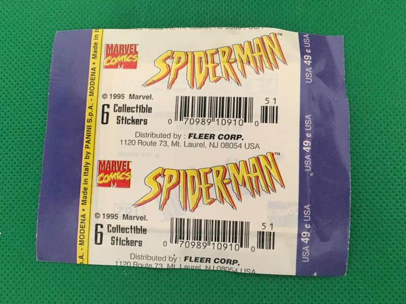 PANINI MARVEL COMICS 6 PACK OF SPIDER-MAN STICKERS - 1995  - UNOPENED PACK