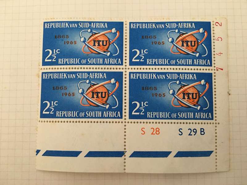 SOUTH AFRICA 1965 BLOCK OF UNUSED STAMPS ITU