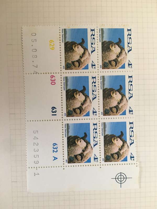 SOUTH AFRICA BLOCK OF UNUSED SHEEP STAMPS 4c
