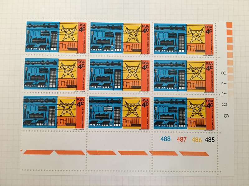 SOUTH AFRICA ELECTRIC SUPPLY STAMPS 4c  UNUSED BLOCK