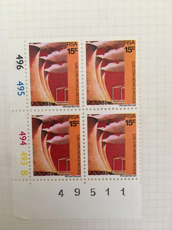 SOUTH AFRICA BLOCK OF UNUSED ESCOM STAMPS 15c