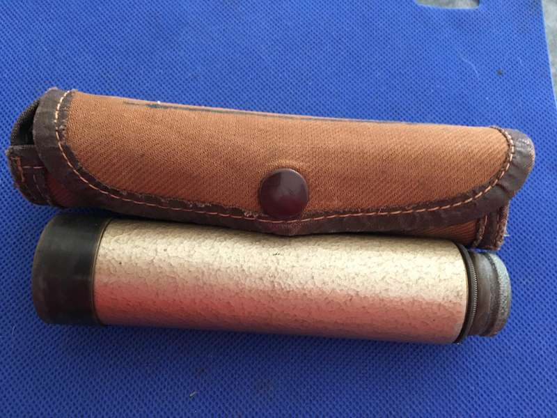 Antique Brass Mini Marine London Telescope - Enbeeco Heron in Pouch -SOLD AS IS
