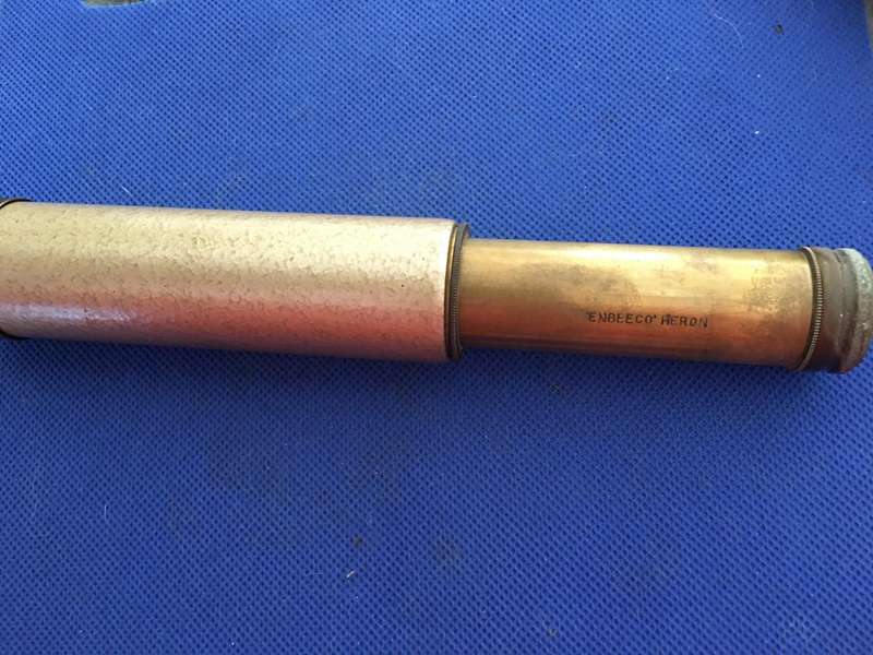 Antique Brass Mini Marine London Telescope - Enbeeco Heron in Pouch -SOLD AS IS