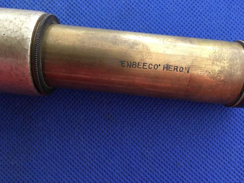 Antique Brass Mini Marine London Telescope - Enbeeco Heron in Pouch -SOLD AS IS