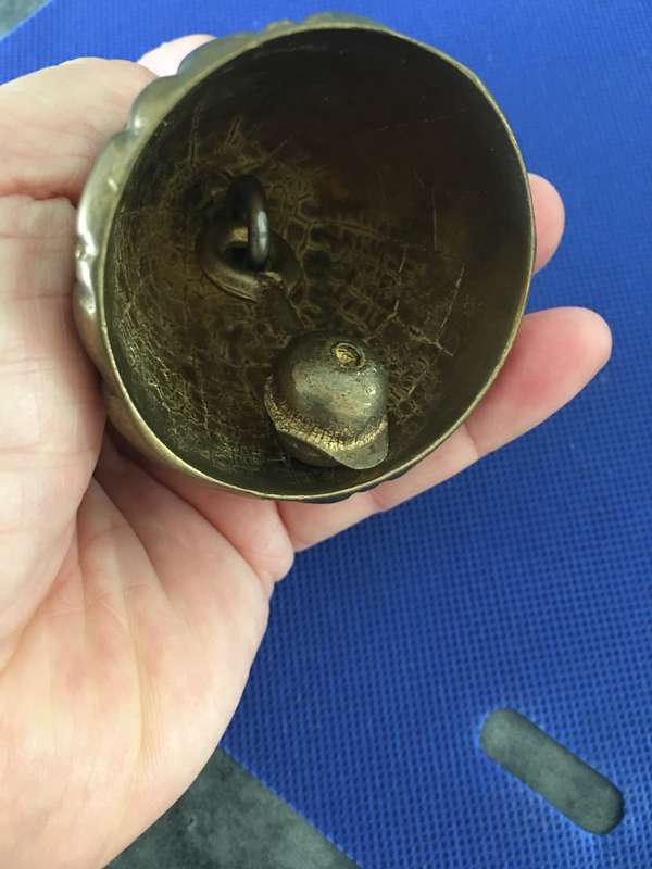 VINTAGE BRASS BELL  LADY SHAPED 300G OF BRASS