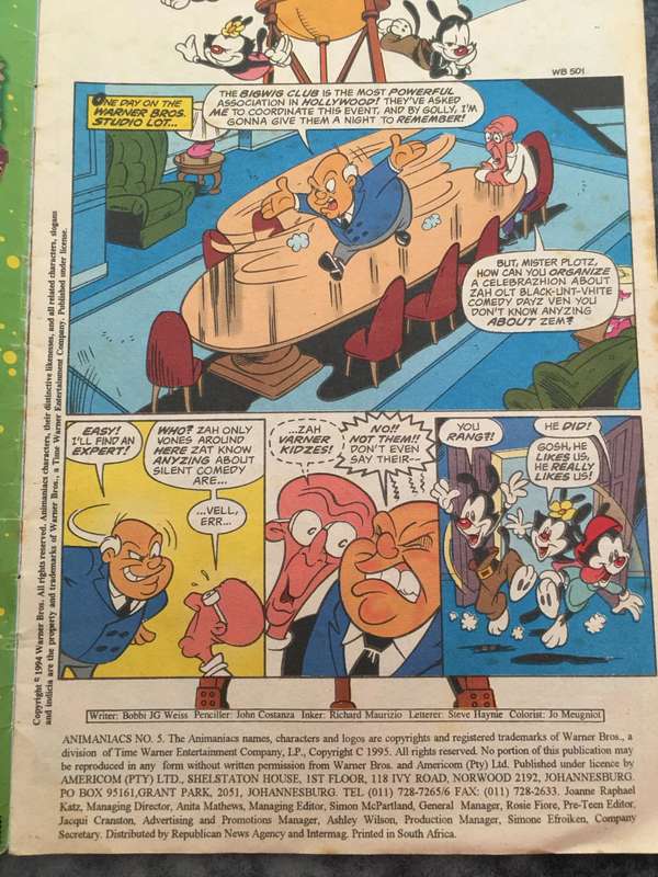 WARNER BROTHERS COMICS - ANIMANIACS  NO. 5 - 1995