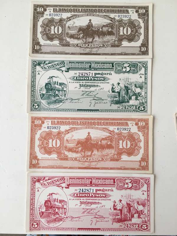 Lovely Set of 4 Replica Bank Notes from the Old West (Cowboy)