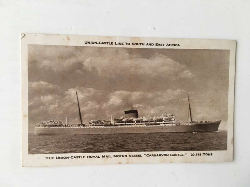 VINTAGE MENU UNION-CASTLE - CARNARVON CASTLE MENU AND POSTCARD X 3 ITEMS
