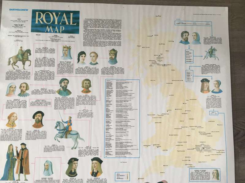 HUGE ROYAL  MAP POSTER  OF THE BRITISH ROYALTY - 78CM X 101 CM