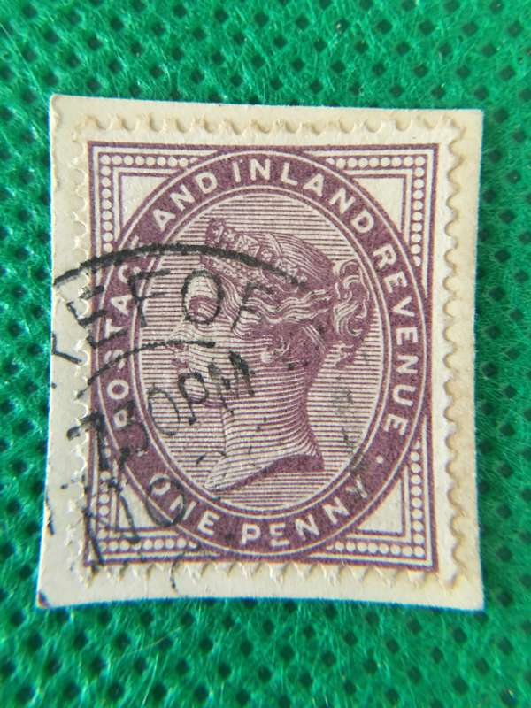 GREAT BRITAIN LILAC ONE PENNY USED STAMP