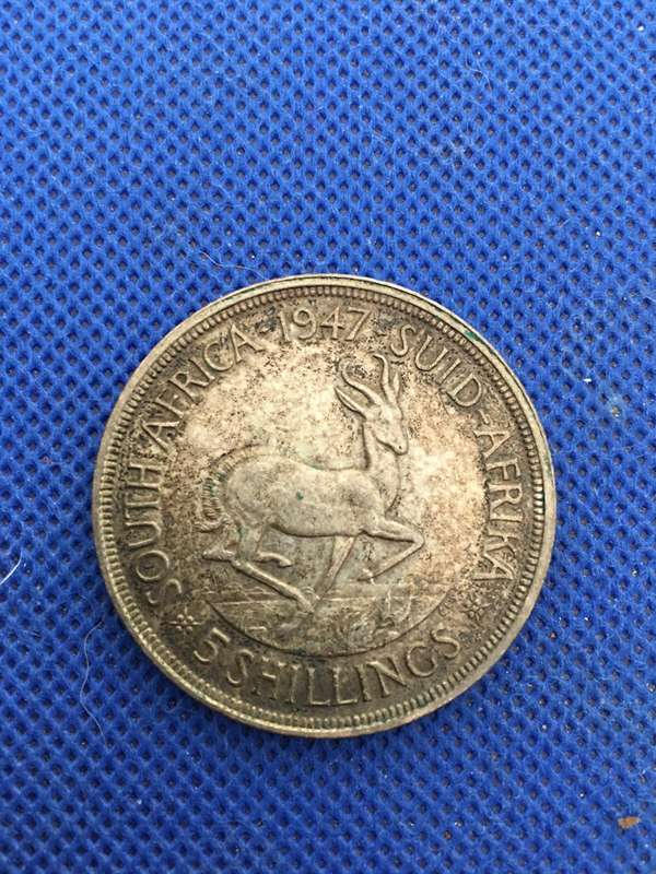 SOUTH AFRICA 1947 5 SHILLINGS COIN
