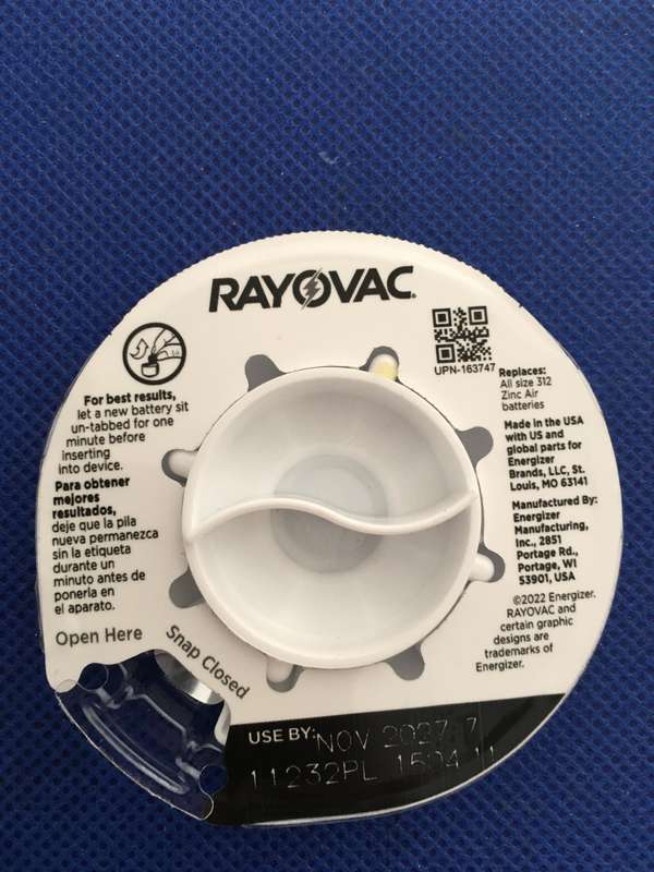HEARING AID BATTERIES RAYOVAC SIZE 312 PACK OF 8