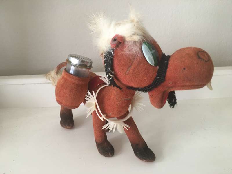 VINTAGE DONKEY SALT AND PEPPER SHACKER HOLDER