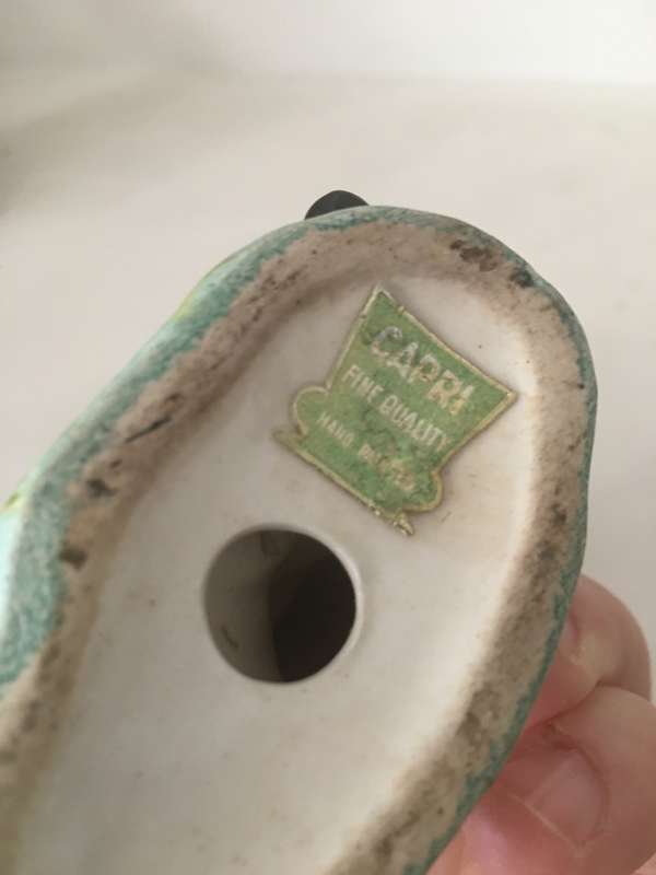 VINTAGE CAPRI SMALL BOY FISHING CERAMIC FIGURE - HAND PAINTED