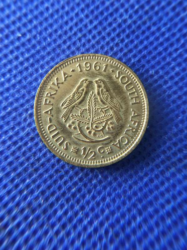 SOUTH AFRICA - 1961 - 1/2c COIN