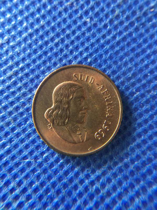 SOUTH AFRICA 1c COIN 1969 JAN VAN RIEBEECK AFRIKAANS