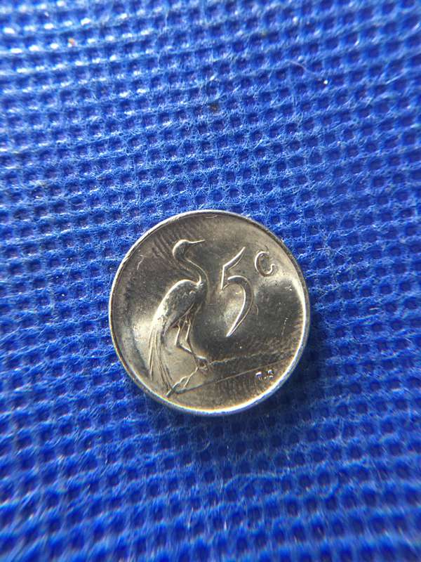 SOUTH AFRICA - 1969 5c COIN ENGLISH