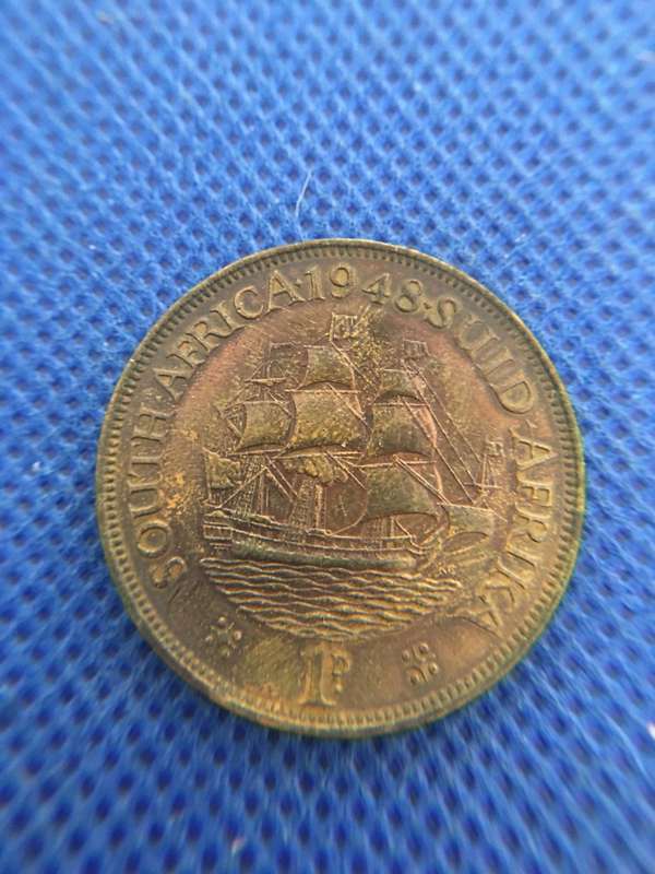 SOUTH AFRICA 1 PENNY COIN - 1948