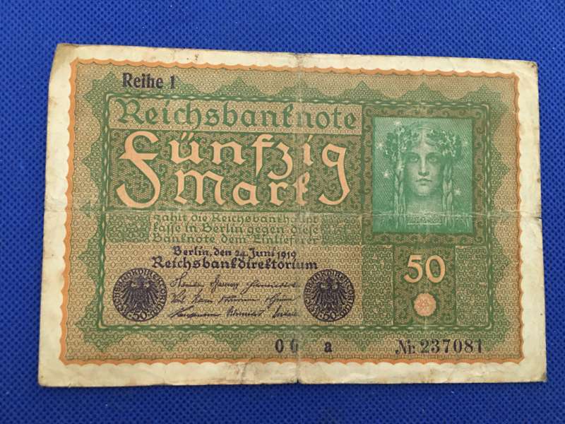 REICHS BANK NOTE 1919 50 MARK - NR. 237081