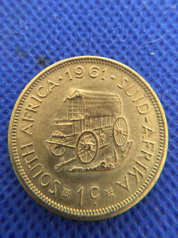 SOUTH AFRICA 1c COIN 1961