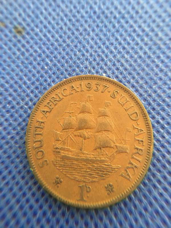 SOUTH AFRICA 1937 1  PENNY COIN