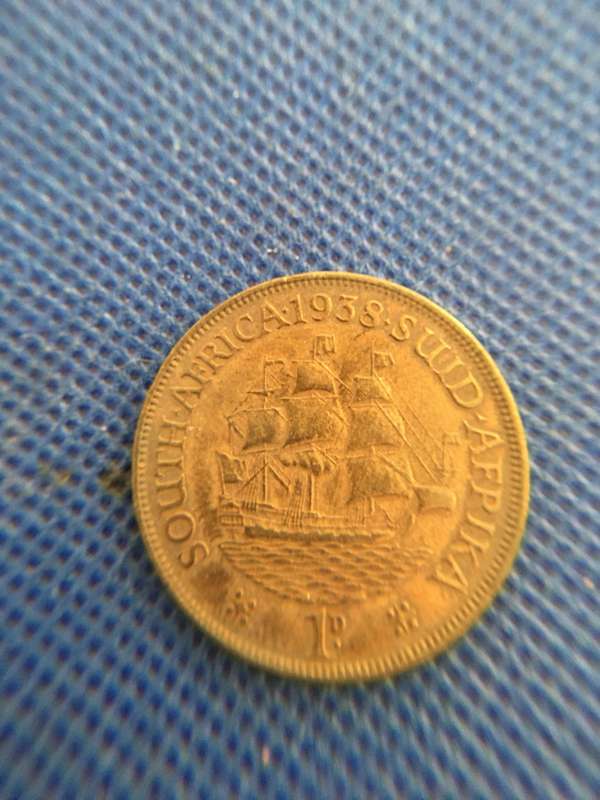 SOUTH AFRICA 1938 1 PENNY COIN -