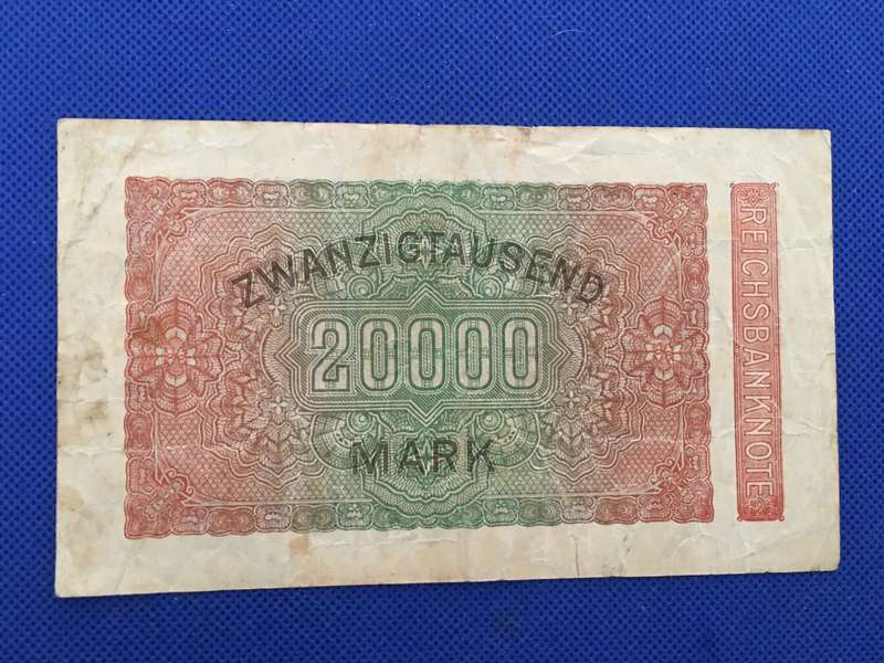 GERMANY DEUTCHES REICH BANK NOTE 20000 1923 - SERIAL NUMBER 094675