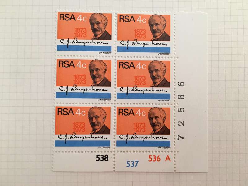 SOUTH AFRICA 1973 BLOCK OF 4c  CJ LANGENHOVEN STAMPS
