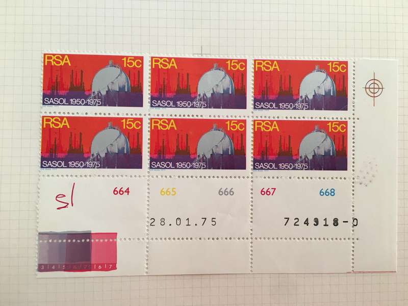 SOUTH AFRICA 15c SASOL UNUSED STAMP BLOCK