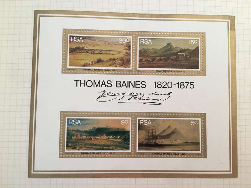 SOUTH AFRICA THOMAS BAINES SHEET STAMPS UNUSED